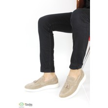 Doçka Erkek Deri Spor Tarz Beyaz Taban Loafer Ayakkabı-(Büyük Kalıp) Er23/Cs538-Y