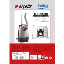 ARÇELİK - TORNADO ZIO  ELEKTRİKLİ SÜPÜRGE UYUMLU SENTETİK TOZ TORBASI - 20 ADET - SİYAH PLASTİK - 5 KATMANLI - ( UYUMLU MODELLER AÇIKLAMADA )