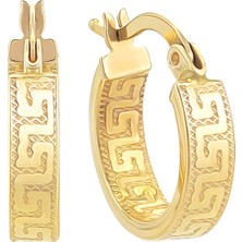 Prenses Pırlanta Kadın 14 Ayar Altın Grek Desenli Halka Küpe