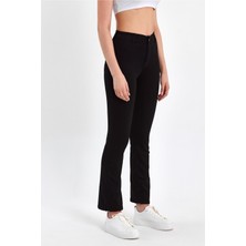 VivaJoy İspanyol Paça Cepsiz Jegging Model Solmayan Siyah Pantolon