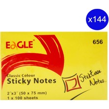 Eagle 50X75 mm Klasik Renk Yapışkanlı Not Kağıdı 100 Yaprak Sarı (656) 144 Adet