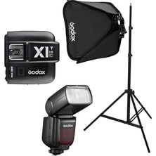 Godox TT685II-C Canon Flaş Full Set Tepe Flaş + x 1 Tetikleyici + Işık Ayağı + 50 x 50 Softbox