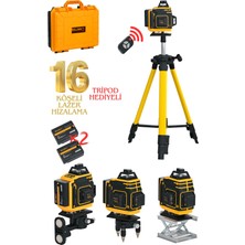 Millian Tripod Hediyeli Uzaktan Kumandalı 16 Köşeli 360 Derece Çizgi Hizalama Lazer Makinesi Seviye Cihazı