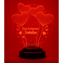 Love Lamp 3 Boyutlu Kişiye Özel Konsept Hediye 3D Balon Kalpler Küre LED Lamba