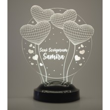 Love Lamp 3 Boyutlu Kişiye Özel Konsept Hediye 3D Balon Kalpler Küre LED Lamba