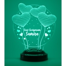 Love Lamp 3 Boyutlu Kişiye Özel Konsept Hediye 3D Balon Kalpler Küre LED Lamba