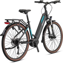 Loop Commuter 28 Elektrikli Şehir Bisikleti 9V Hd 17.5 Mat Siyah-Füme-Turkuaz