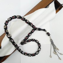 OltutaşıMarket Koleksiyonluk Özel Üretim Adalet Terazisi Desenli Oltu Taşı Tesbih 8,5 x 11,5 mm