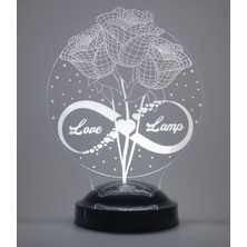 Love Lamp 3 Boyutlu Kişiye Özel Konsept Hediye 3D Gül Küre Sonsuzluk  LED Lamba