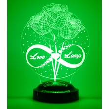 Love Lamp 3 Boyutlu Kişiye Özel Konsept Hediye 3D Gül Küre Sonsuzluk  LED Lamba