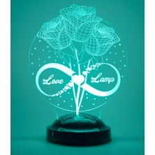 Love Lamp 3 Boyutlu Kişiye Özel Konsept Hediye 3D Gül Küre Sonsuzluk  LED Lamba