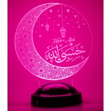 Love Lamp 3 Boyutlu Kişiye Özel Dini Konsept Hediye Hasb-I Allah LED Lamba