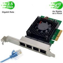 Humble I225-V Pcı-E X4 Sunucu Ağ Kartı 4 Bağlantı Noktalı 2.5g Sunucu Ağ Kartı I225 Gigabit Oyun Hızı Ağ Kartı (Yurt Dışından)
