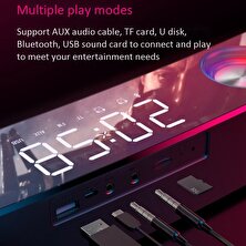Humble Taşınabilir Kablosuz Oyun Soundbar USB 3D Stereo Bas Subwoofer Aux Fm Ev Dijital Alarmlı Saat Saat Bluetooth Hoparlör ile (Yurt Dışından)