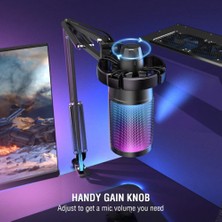 Humble Pc Için USB Oyun Mikrofon Seti, Sessiz Düğmeli/rgb/kol Standlı 5 Kondenser Kardioid Mikrofon Seti (Yurt Dışından)