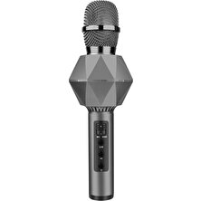 Humble Kablosuz Bluetooth Mikrofon Taşınabilir Kondenser Mikrofon Karaoke Mikrofon Dazzle Renk El Stereo Gümüş Gri (Yurt Dışından)