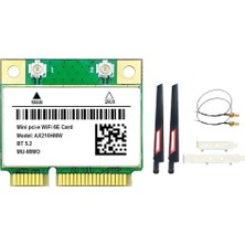 Humble AX210HMW Wifi Kartı + Anten Seti Wifi 6e Mini Pcı-E AX210 802.11AX/AC 2.4g/5g/6ghz Bt5.2 Dizüstü Bilgisayar Için Kablosuz Adaptör (Yurt Dışından)