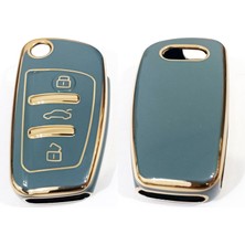 Skilit Samsun Oto Kilit Audi A3 A4 A6 Nano Anahtar Kumanda Kılıfı Oto Anahtarlık 3 Tuşlu Gri