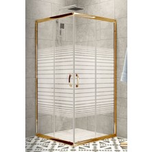 Durul Duşakabin Altın Profil 5 mm Çizgili Cam - Duş Teknesiz H:190 cm