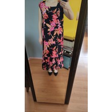 Deseo Boutique Kadın Pembe Çiçek Desenli Eteği Fırfırlı Tasarım Elbise