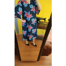 Deseo Boutique Kadın Mavi Renk M-L Beden Çiçekli Elbise