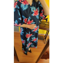 Deseo Boutique Kadın Mavi Renk M-L Beden Çiçekli Elbise