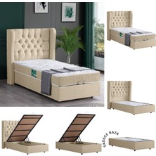 Setay Riga Tek Kişilik Mdf Baza - Krem (Başlık-Yatak Hariç)