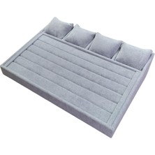 Özer Kutu Kademeli Gri Süet Yüzük & Saat & Bileklik Standı & Düzenleyici