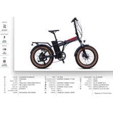 Loop Dıscovery - 20" - Katlanır (Fat Bike)- 7VITES - Elektrikli - Mat Siyah-Kırmızı-Füme