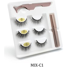 Mıx-C1 Manyetik Kirpikler 3D Suya Dayanıklı Kirpikler Mıknatıslı Kirpikler ve Manyetik Likit Eyeliner ve Manyetik Sahte Kirpikler ve Cımbız Seti (Yurt Dışından)