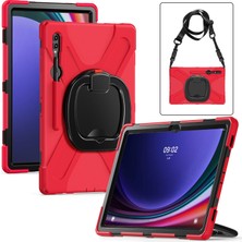 XFashion Samsung Galaxy Tab S9 X910 / S8 Ultra X900 / X906 Pc+Silikon Tablet Kılıf Dönen Kickstand Kapak Kayışla (Yurt Dışından)