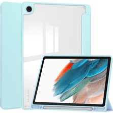 XFashion Samsung Galaxy Tab A9+ Şeffaf Arka Kapak Pu+Tpu+Kalem Yuvalı Akrilik Tablet Kılıfı (Yurt Dışından)