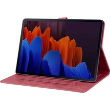 XFashion Samsung Galaxy Tab S9 Ultra Deri Stand Çiçek Kedi Kart Yuvaları ile Baskılı Tablet Kılıfı (Yurt Dışından)