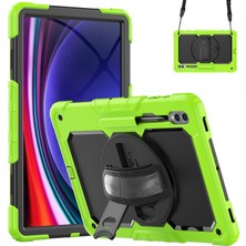 XFashion Samsung Galaxy Tab S9 Ultra (SM-X910 / X916B / X918U) Şok Geçirmez Kasa Pc+Silikon Tablet Kickstand Kapak Pet Screen Film (Yurt Dışından)