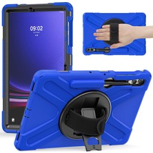 XFashion Samsung Galaxy Tab S7+ / S8+ / S9+ / S7 Fe Bilek Kayışı Tablet Kılıf Anti-Çizelge Pc+ Silikon Kickstand Cover (Yurt Dışından)