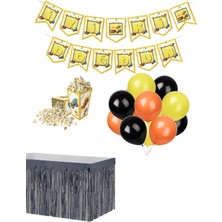 Parti Furyası Inşaat  Tema  20 Adet Balon  banner Mısır Kutu Masa Etekli Tamamlayıcı Parti Seti