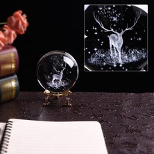 Keyfim Shop Dekoratif Metal Ayaklı Geyik Tasarımlı 3D Cam Küre