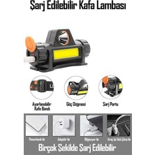 Pratikoutdoor Şarjlı Kafa Lambası, 3 Fonksiyonlu LED Işıklı Kafa Lambası ve Çantası