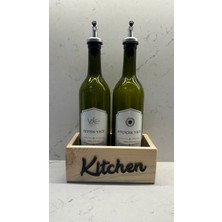 Dk Group Ahşap Standlı Etiketli Amber 2'li 750 ml Zeytinyağı Sıvıyağ Şişesi