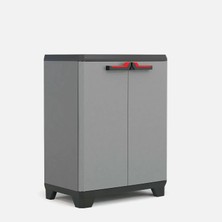 Evinizin Atölyesi Küçük Raflı Çok Amaçlı Plastik Dolap, Balkon Dolabı, 90X68X39 cm Gri