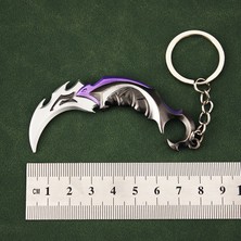 Dgn Aksesuar Valorant Yağmacı Bıçak Metal Mini Figür (Anahtarlık) ve Dekor Standı (Mor)