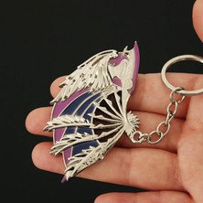 Dgn Aksesuar Valorant Alaz Yelpaze Metal Mini Figür (Anahtarlık) ve Dekor Standı (Mor)