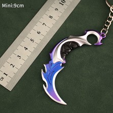Dgn Aksesuar Valorant Yağmacı Bıçak Metal Mini Figür (Anahtarlık) ve Dekor Standı (Mavi)