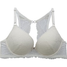 Pierre Cardin 2'li Ekonomik Paket Ekru Yeşil 6808 Rome Yarı Destekli Sırt Detay Dantelli Sütyen Set