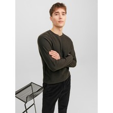 Jack & Jones Bisiklet Yaka Standart Haki Erkek Kazak 12240711_JPRBLAANDERSON Knıt Struct