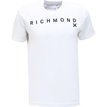 John Richmond Bisiklet Yaka Beyaz Erkek T-Shirt UMA23082TS
