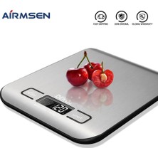 Wangchuang Siyah 5kg Aırmsen Ev Mutfak Terazisi Elektronik Gıda Ölçeği Pişirme Ölçeği Ölçme Aracı Paslanmaz Çelik Platform LCD Ekran (Yurt Dışından)