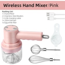 Wangchuang Set Pembe Elektrikli Gıda Kıyıcı 2 In 1 Mini El Mikseri Çırpma Yumurta Çırpıcı 3 Hız Kontrol Mutfak Blender USB Kablosuz Sarımsak Gıda Ezici (Yurt Dışından)