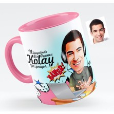 BK Kişiye Özel Bay Oyuncu Karikatürlü Pembe Kupa Bardak - 1