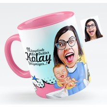 BK Kişiye Özel Bayan Kadın Hastalıkları ve Doğum Uzmanı Karikatürlü Pembe Kupa Bardak - 1
